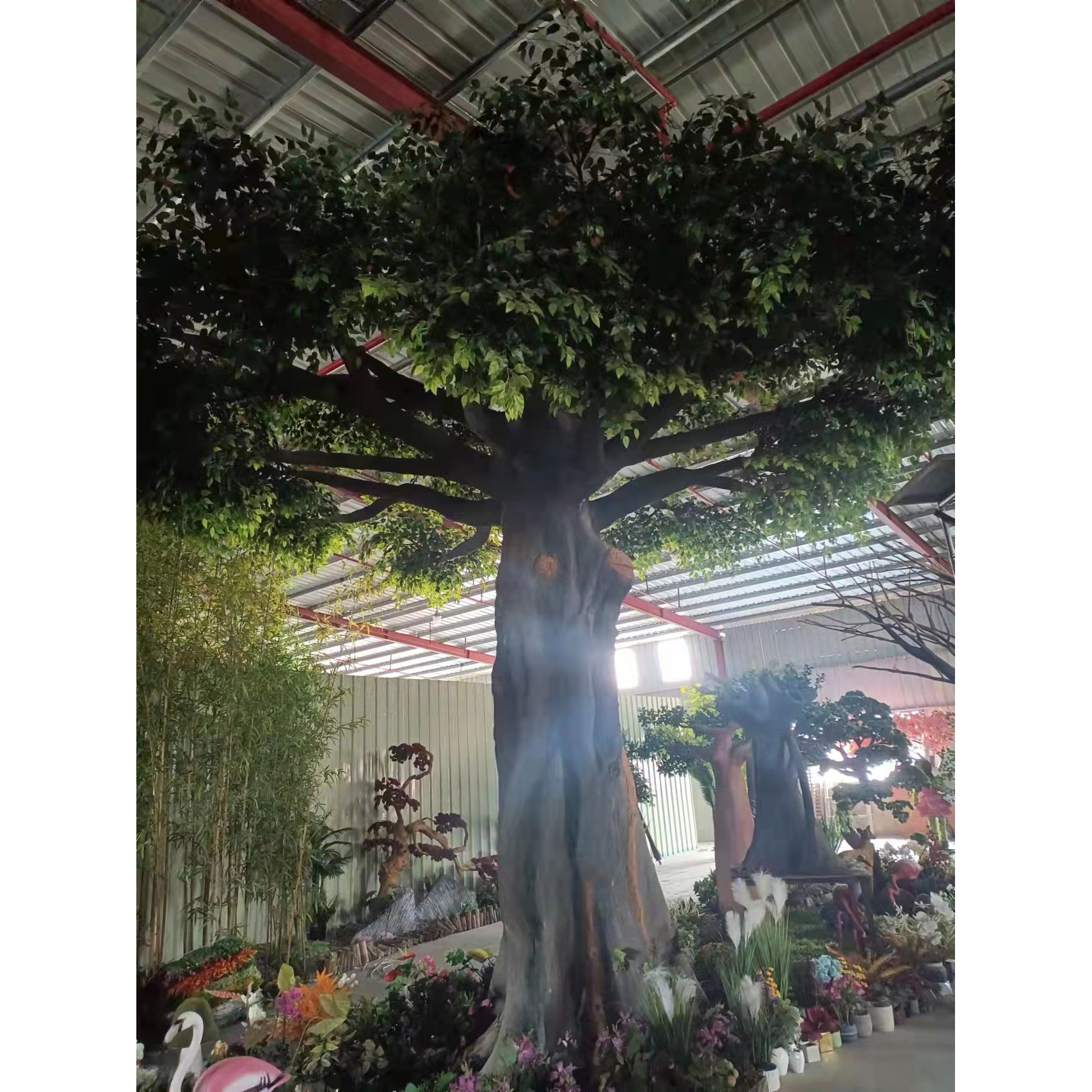 Fabrik Großhandel kunden spezifische gefälschte Banyan Tree Hotel große Glasfaser künstliche dekorative Pflanzen Ficus Tree für Hochzeit im Freien