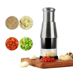 Nueva moda gran oferta prensa de ajo de acero inoxidable cortador de verduras de cocina multifuncional trituradora de prensa manual picadora de cebolla