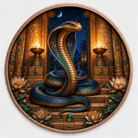 Pièces de monnaie en cuivre à haute relief 5 oz .999 Cuivre pur Impression UV colorée Cobra enroulée Œil lumineux Pièces de monnaie en cuivre