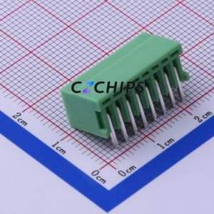 KF2EDGR-2.5-8P Plug-in Terminal Block Bent Lead Through Hole,P=2.5mm Connector Board-to-Board / Socket - Closed 1x8P 2.5mm Green - Product Image 2