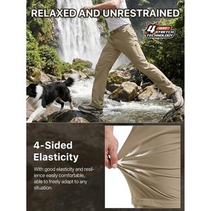 Mens Outdoor Convertible Hiking Pants Lightweight Quick Dry <b>Zip</b> Off Fishing Pants With Belt - Product Image 5