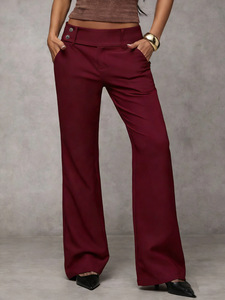 <span class=keywords><strong>Pantaloni</strong></span> da <span class=keywords><strong>Donna</strong></span> a Vita Bassa con Doppio Bottone e Tasche <span class=keywords><strong>Laterali</strong></span>, Stile Y2K, Gamba Larga e Lunga - Product Image 5