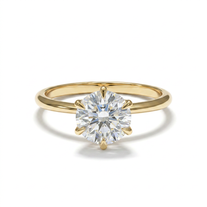 Anillo de Oro de 14K con 2.750 Gramos de Peso de Oro y Diamante Redondo Cultivado en Laboratorio de 1.25 Quilates E-VS1, Corte Redondo con Diamantes Laterales, Joyería para Mujer - Product Image 1
