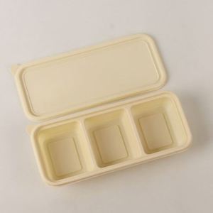 1200ml phân hủy sinh học phân hủy bã mía bột giấy chưa tẩy trắng 2 ngăn lấy đi salad mì ống Sushi thực phẩm container Hộp Ăn Trưa - Product Image 1