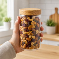 Leeg transparant plastic kruidenpotje 68mm hals houten deksel ronde voorraadpot voor snoep thee keuken groothandel bulk