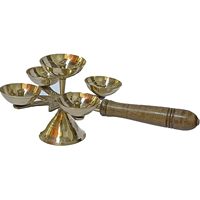PARIJAT HANDICRAFT 10X4.5 INCH doré indien laiton Diya fait main lampe à huile pour Diwali Pooja Akhand Pooja Article"
