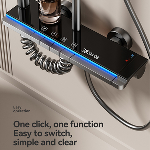 Moderno Conjunto de <span class=keywords><strong>Ducha</strong></span> con Pantalla Digital de Aluminio 4216, Tipo Piano, con <span class=keywords><strong>Mezclador</strong></span> de <span class=keywords><strong>Agua</strong></span> Fría <span class=keywords><strong>y</strong></span> Caliente de 4 Funciones para Baños de Hotel - Product Image 2