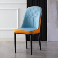 Chaise de salle à manger en cuir moderne de luxe, style nordique italien, siège rembourré, pieds en métal noir, pour la maison, l'hôtel, le restaurant, meubles