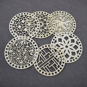 Base en <span class=keywords><strong>bois</strong></span> tressé découpée au laser, plaque ronde pour sac DIY, matériau de tissage durable, artisanat moderne et simple - Product Image 4