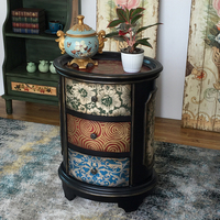 Table console en bois massif de style européen, faite à la main, avec trois tiroirs, pour salon, chambre à coucher, design antique, luxueux et traditionnel