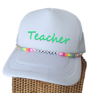 Gorra de regalo personalizada bordada, gorra de camionero de malla con el mejor profesor, añade Cadena de abalorios - Product Image 3