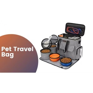 <b>Dog</b> Travel Bag with Treat Pouch Airline Approved for Traveling 2 food Container 2 Travel <b>Bowls</b>, Weekend <b>Dog</b> - Product Image 6