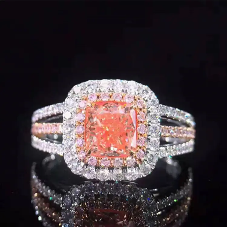 गर्म बिक्री असली हीरे 18k सोने के गहने के लिए 1ct वी. एस. प्राकृतिक गुलाबी हीरे की अंगूठी महिला शादी की सगाई