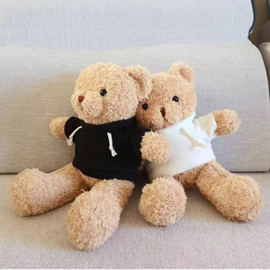 Vente en gros d'ours en peluche mignon avec logo personnalisé Chemise noire Remplissage en coton PP Cadeau promotionnel bon marché - Product Image 5