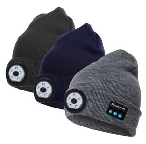 จีนขายส่ง<span class=keywords><strong>2021</strong></span>ฤดูหนาวอบอุ่นสมาร์ทไมค์หมวกหูฟังไร้สายหูฟังหมวกบีนนี่หมวกหูฟังสำหรับ Ios Android - Product Image 1