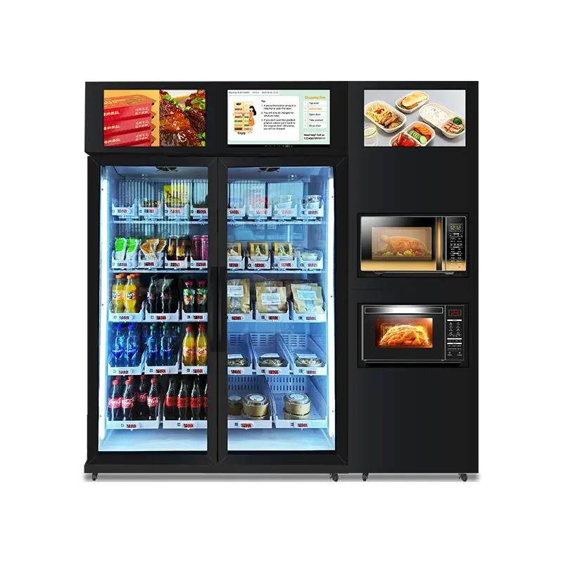 Isıtma için mikrodalga ile gıda otomatı akıllı buzdolabı otomatı ile sıcak yemek kart okuyucu