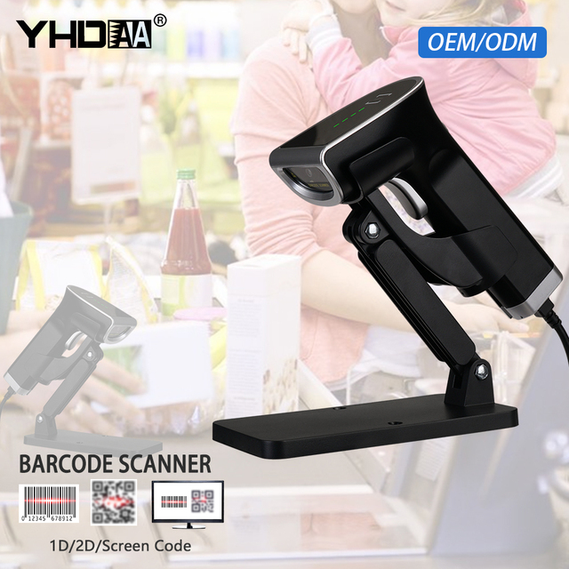 YHD-6700D-Z8 2D Barcode Reader Hands-free Auto Sense Support OEM Qr Code Scanner with Adjustable Stand