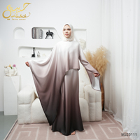 Set atasan dan rok motif floral ombre modest 2 potong untuk wanita ukuran besar, lengan panjang, panjang mata kaki, cocok untuk Eid dan pernikahan di Dubai