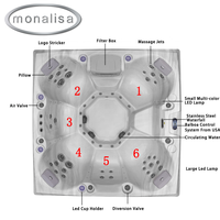 Bain à remous de luxe Monalisa pour l'extérieur, spa jacuzzi avec jets d'hydrothérapie pour la maison, le jardin, la villa, 6 personnes