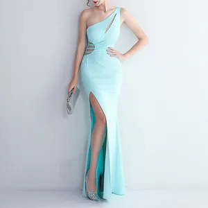 8 colors sexy beaded one shoulder high split wedding dresses for women 2022 evening dress