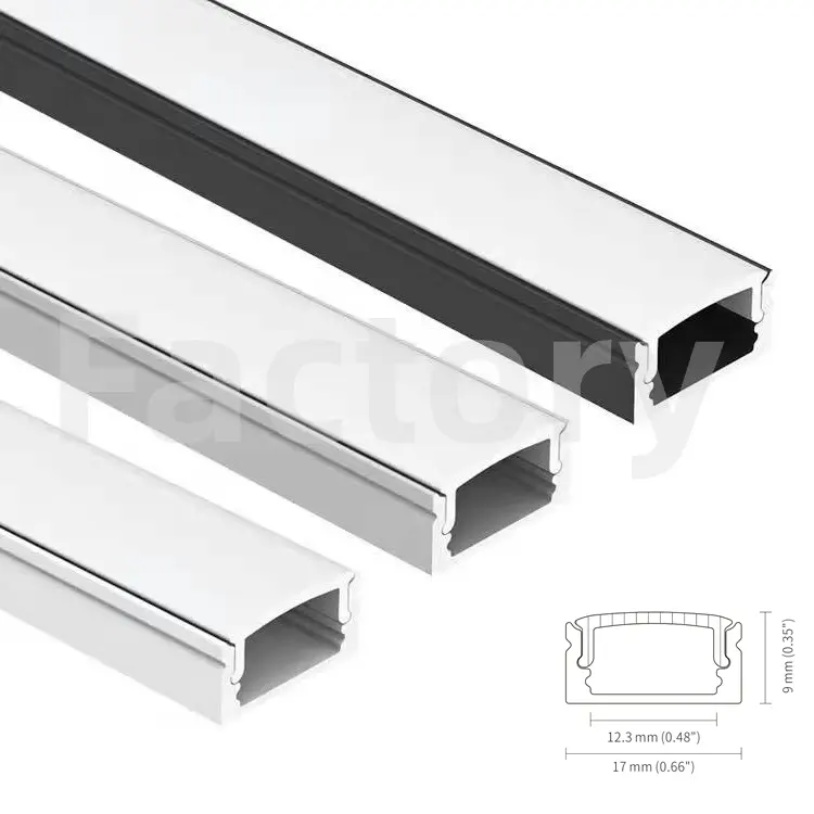 K17 Alu profil u channel extrusion pc pmma cover for flexible ld strip lighting modern linear lamp surface aluminum led profile