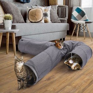 Katzen-Tunnel groß 3 Wege zusammenklappbarer Stoff-Pet-Tunnel Rohr plüschkugelförmiges Spiel-Tunnel Indoor Katze Welpen-Kitty - Product Image 3