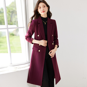 Army Green Good-looking Windbreaker Coat <strong>Women's</strong> Autumn and Winter New Long Casual Little Fan Suit Coat - Product Image 3