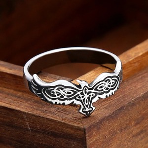 yunnique Stainless Steel Men's <b>Ring</b> Cross Raven <b>Celtic</b> Knot Design Jewelry Gift For Men - Product Image 2
