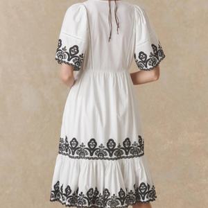 Vestido Informal de Lino y Algodón de Alta Calidad para Mujer, Diseño Floral Natural con Bordado, en Oferta - Product Image 4