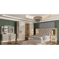 Ensemble de chambre à coucher moderne de luxe avec coiffeuse, armoire et lit queen size, adapté à la maison ou au salon d'hôtel