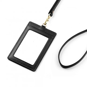 Porte-badge professionnel en cuir PU de qualité supérieure, porte-carte d'identité pour étudiant avec cordon en cuir pour le cou - Product Image 2