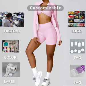 Ensemble <span class=keywords><strong>De</strong></span> Sport <span class=keywords><strong>Femme</strong></span> Rose : Soutien-Gorge, Veste <span class=keywords><strong>De</strong></span> Yoga À Trou Pour Le Pouce En Spandex, Vêtements <span class=keywords><strong>De</strong></span> Gym Et <span class=keywords><strong>De</strong></span> Fitness - Product Image 2