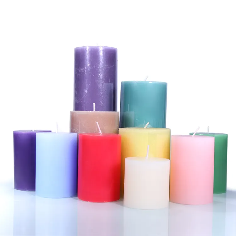 Pure Paraffin Wax Custom Brand Label Scented Thick White Color Pillar Candles To Improve Personal Seep Quality