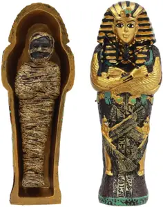 Egípcio rei tutankhamun faraó sarcófagus coffin com mamãe estatueta