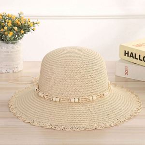 Nouveau chapeau de paille créatif en tricot warp avec accessoires en perles, chapeau de plage, chapeau de soleil d'extérieur pour femmes - Product Image 2