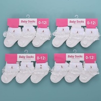 Ensemble trois pièces nouveau style blanc pour bébé fille, en pur coton doux avec dentelle, chaussettes incluses, tenue pour bébé de 0 à 12 mois