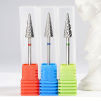 Tête de meulage en tungstène de haute qualité pour l'art des ongles, forme de parapluie conique, fraise à ongles