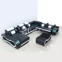 Futuristisches Modulares Multifunktions-Ledersofa mit LED-Beleuchtung, Elektrischer Relaxfunktion, USB und Musikplayer