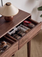 Meja Konsol Walnut Hitam untuk Ruang Tamu Mewah Bergaya Midcentury dengan Penyimpanan, Desain Tahan Lama, Meja Buffet Tinggi dan Panjang