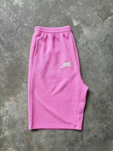 กางเกงขาสั้นเบอร์มิวดาผู้ชายสีชมพู เอวกลาง ยางยืด ปักโลโก้ JME สวมใส่สบาย ระบายอากาศได้ดี ผลิตจากผ้าโพลีเอสเตอร์ถัก - Product Image 2