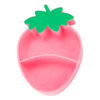 Nouvelle assiette en silicone pour enfants, bol à fraises, fourchette et cuillère en acier inoxydable 304, ensemble de vaisselle, accessoire alimentaire pour bébé