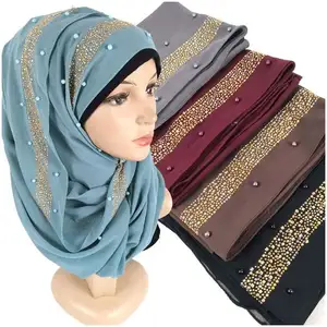 Dubaï Hijab 2022 Femme Musulmane Headwrap Châle Musulman Chiffon Hijabs Tissus Foulards