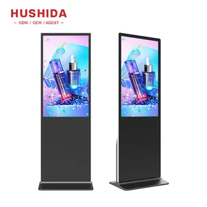 Floor Stand Touch Screen Leverancier 32 43 55 65 Inch Wifi 4K Digitale Kiosk Draagbare Digital Signage Player Apparaat