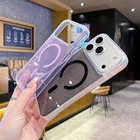 Nouvelle coque de téléphone à paillettes ciel étoilé pour iPhone 17 Pro Max 17 Air, coque magnétique 16 Pro 14/15 Pro, transparente et antichoc