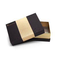 Boîte carrée élégante noire et or à couvercle et base, texture premium, pour emballage de produits cosmétiques et de santé, vente en gros