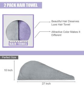 Serviette turban en microfibre extra longue ultra absorbante pour sécher les cheveux rapidement, pour femmes - Product Image 3