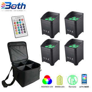 ไฟพาร์ LED ไร้สาย DMX 6x18W RGBWA+UV ใช้แบตเตอรี่ ควบคุมผ่านแอพ สำหรับงานอีเว้นท์ - Product Image 1