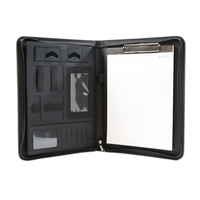 Porte-documents multifonctionnel personnalisé de haute qualité en PU, format lettre, avec batterie externe 8000 mAh, bloc-notes à fermeture éclair et fonction sans fil