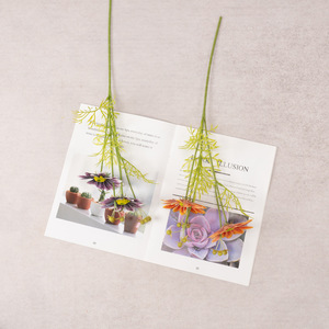 Décorations florales artificielles en soie tournesol à 2 têtes style pastoral pour arrangements de table à manger et toile de fond de mariage en intérieur - Product Image 2