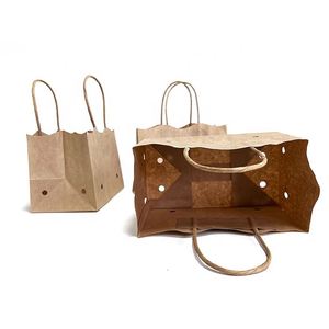 Sac de courses en papier brun pour supermarché, sac d'emballage en papier kraft brun résistant à l'humidité avec logo personnalisé - Product Image 3